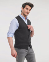 Mens V-Neck Sleeveless Knitted Cardigan Russell Athletic...